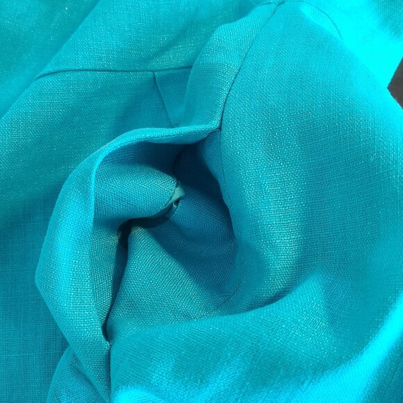 Kate Spade Linen Blend Turquoise Teal Short Sleeve Low Back Dress Old Money sz 8 - Picture 10 of 10